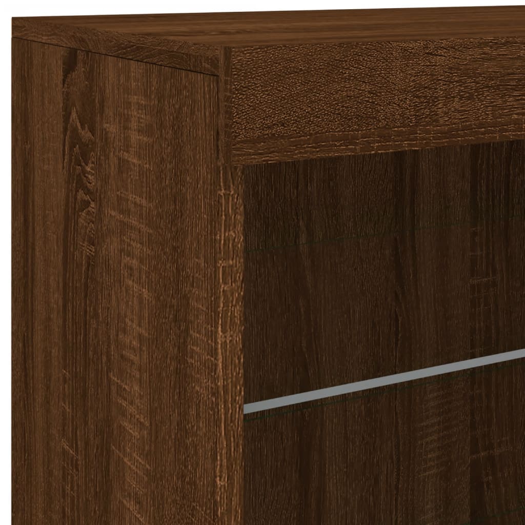 Credenza con Luci LED Rovere Marrone 60,5x37x67 cm 836699