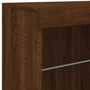 Credenza con Luci LED Rovere Marrone 60,5x37x67 cm 836699