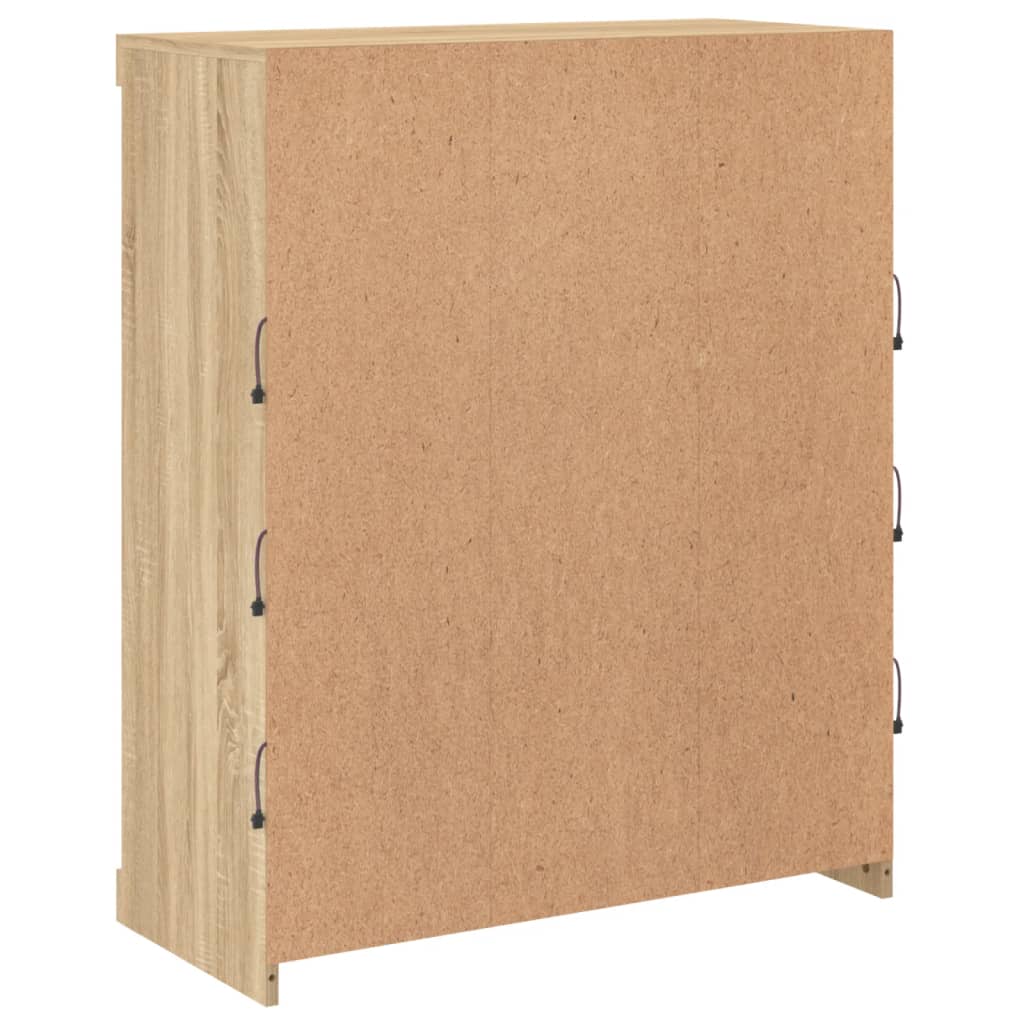 Credenza cassettiera mobile contenitore organizer cucina soggiorno salotto con luci LED sonoma 81 x 37 x 100 cm marrone 02_0029970