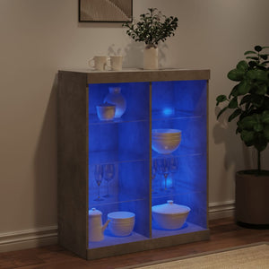 Credenza con Luci LED Grigio Cemento 81x37x100 cm 836717