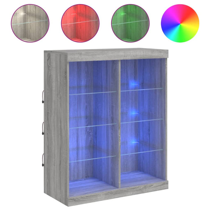 Credenza cassettiera mobile contenitore organizer cucina soggiorno salotto con luci LED sonoma 81 x 37 x 100 cm grigio 02_0030083