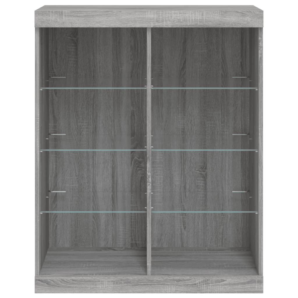 Credenza cassettiera mobile contenitore organizer cucina soggiorno salotto con luci LED sonoma 81 x 37 x 100 cm grigio 02_0030083