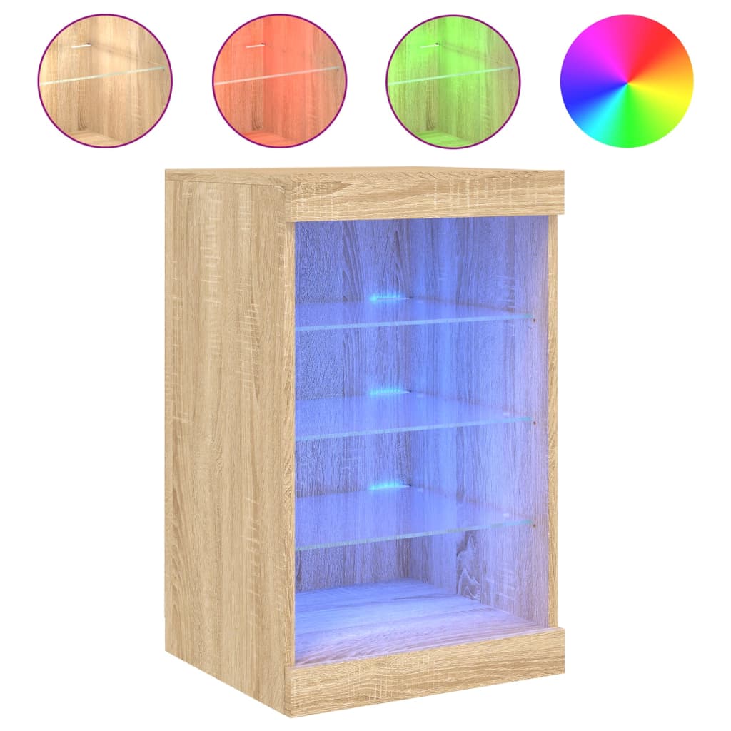 Credenza con Luci LED Rovere Sonoma 41x37x67 cm 836723