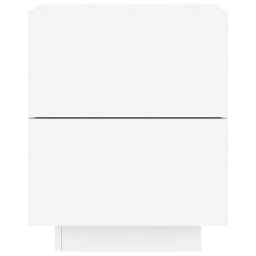Comodino con Luci LED-Tavolino da notte Bianco in Legno Multistrato 819636