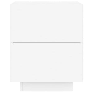 Comodino con Luci LED-Tavolino da notte Bianco in Legno Multistrato 819636