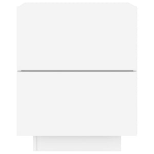 Comodino con Luci LED Bianco in Legno Multistrato 836735