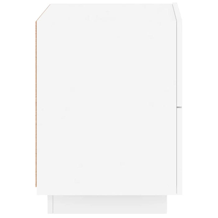 Comodino con Luci LED-Tavolino da notte Bianco in Legno Multistrato 819636