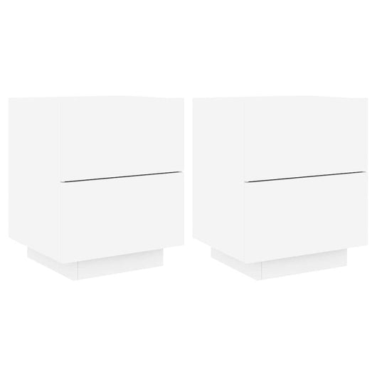 Comodini con Luci LED 2pz-Set di 2 Tavolino da notte Bianchi in Legno Multistrato 406603
