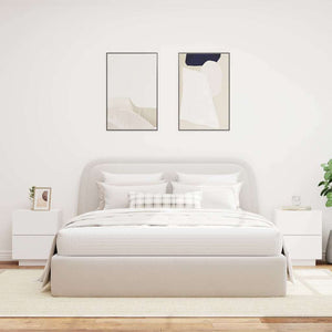 Comodini con Luci LED 2pz-Set di 2 Tavolino da notte Bianchi in Legno Multistrato 406603