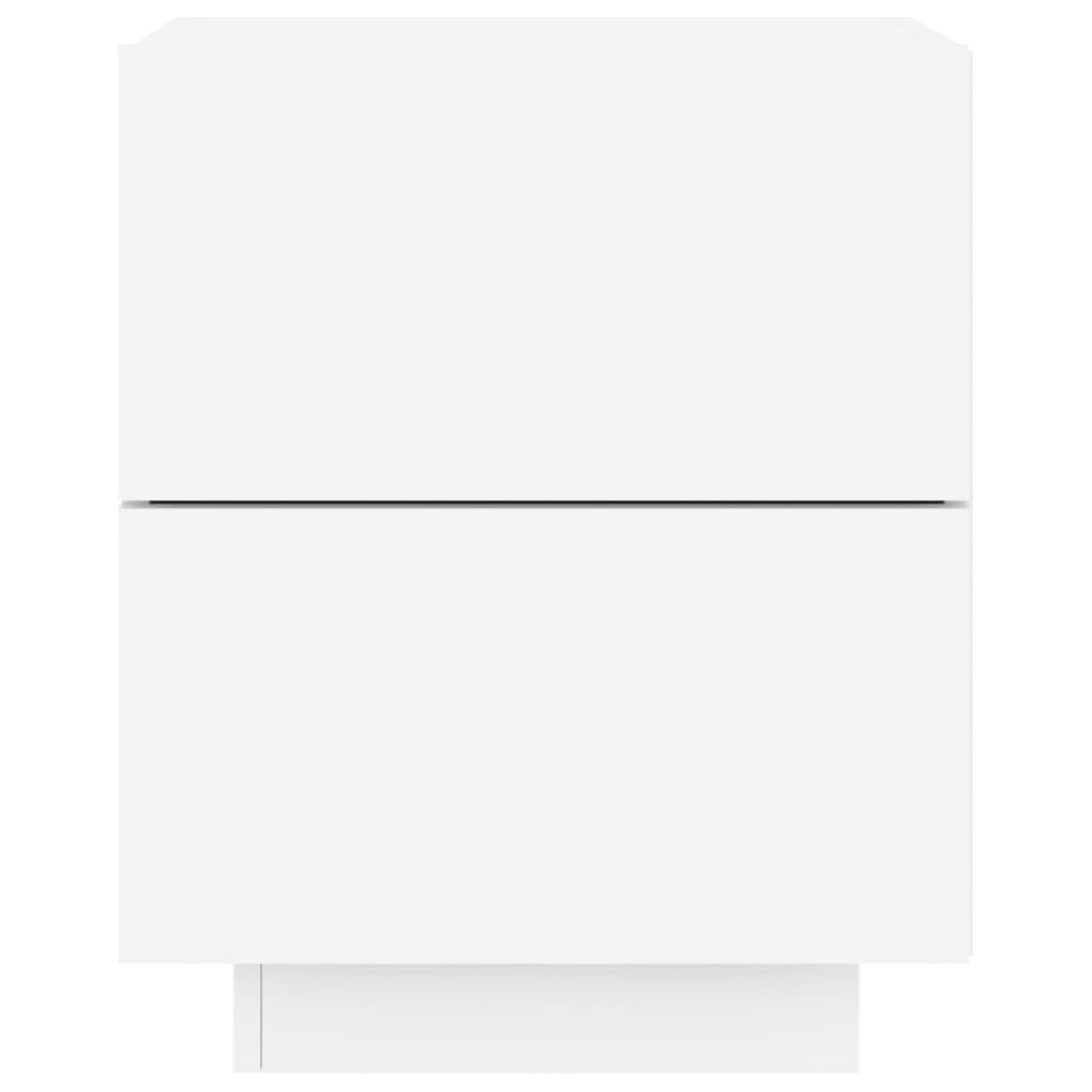 Comodini con Luci LED 2pz Bianchi in Legno Multistrato 836736