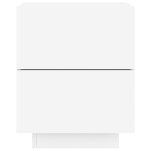 Comodini con Luci LED 2pz Bianchi in Legno Multistrato 836736