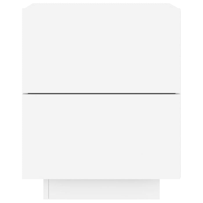 Comodini con Luci LED 2pz Bianchi in Legno Multistrato 836736