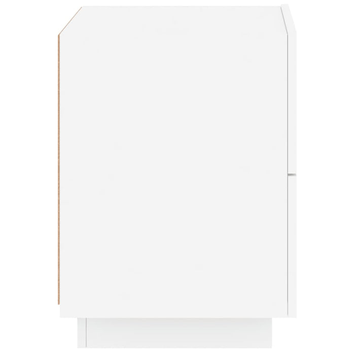 Comodini con Luci LED 2pz Bianchi in Legno Multistrato 836736