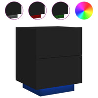 Comodino con Luci LED Nero in Legno Multistrato 836737