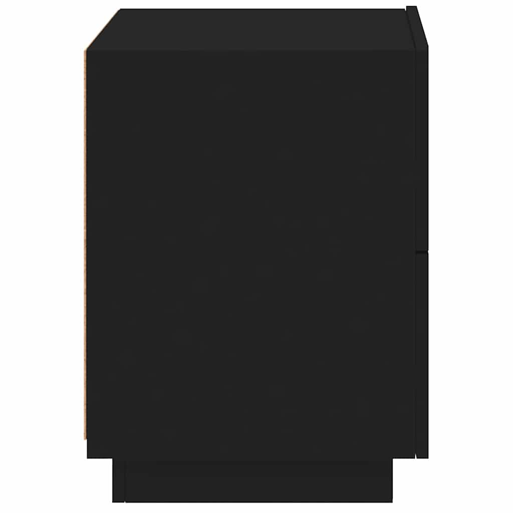 Comodino con Luci LED-Tavolino da notte Nero in Legno Multistrato 296155