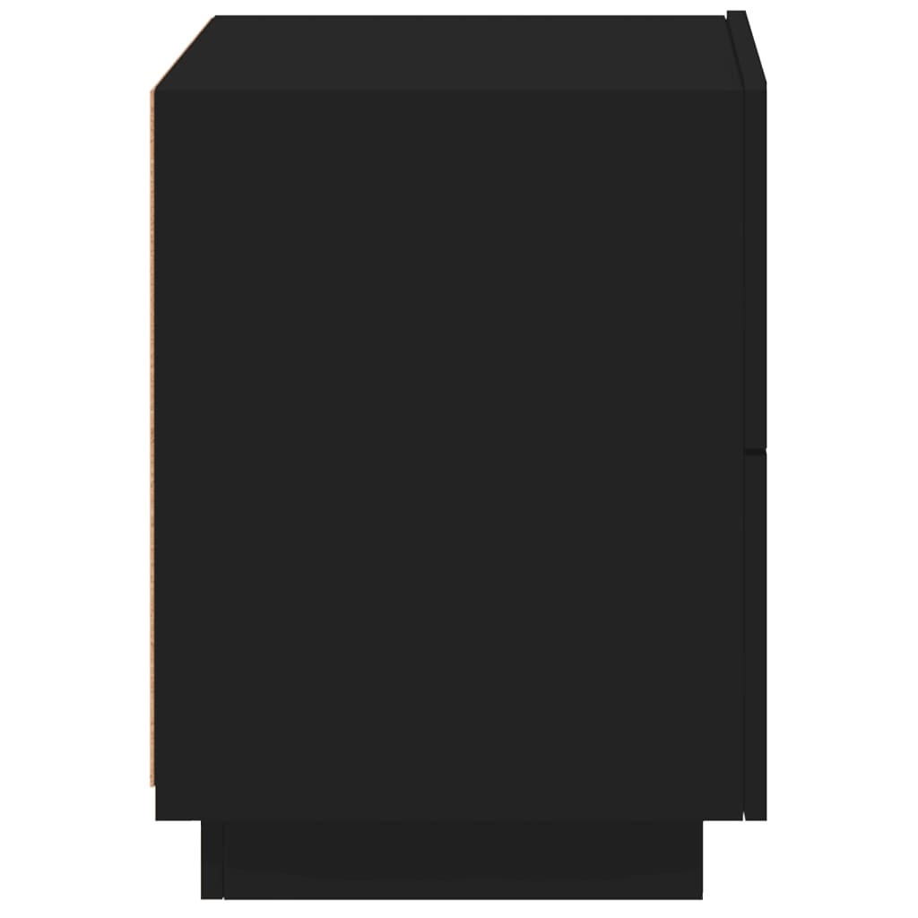 Comodino con Luci LED Nero in Legno Multistrato 836737