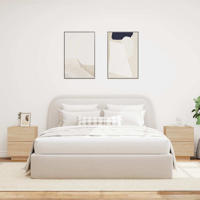 Comodini con Luci LED 2pz-Set di 2 Tavolino da notte Rovere Sonoma in Legno Multistrato 161552