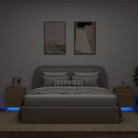 Comodini con Luci LED 2pz-Set di 2 Tavolino da notte Rovere Sonoma in Legno Multistrato 161552