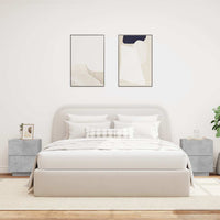 Comodini con Luci LED 2 pz-Set di 2 Tavolino da notte Grigio Cemento in Legno Multistrato