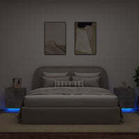 Comodini con Luci LED 2pz Grigio Cemento in Legno Multistrato 836742