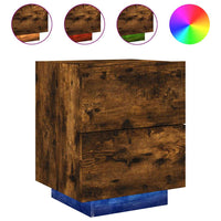 Comodini con Luci LED 2pz-Set di 2 Tavolino da notte Rovere Fumo in Legno Multistrato 762139