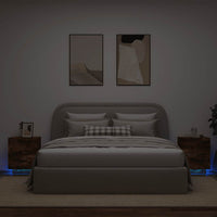Comodini con Luci LED 2pz-Set di 2 Tavolino da notte Rovere Fumo in Legno Multistrato 762139
