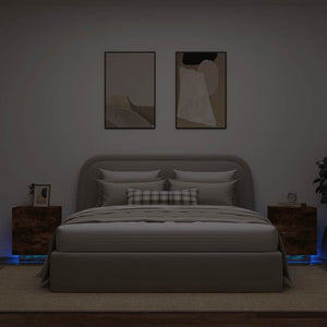 Comodini con Luci LED 2pz-Set di 2 Tavolino da notte Rovere Fumo in Legno Multistrato 762139