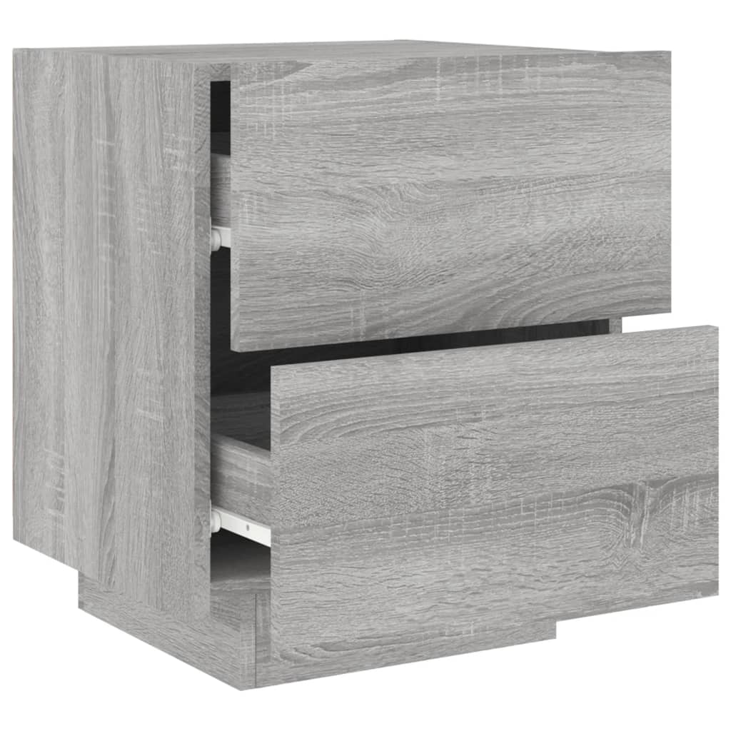 Comodino con Luci LED Grigio Sonoma in Legno Multistrato 836745