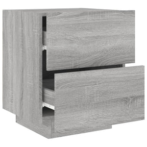 Comodino con Luci LED Grigio Sonoma in Legno Multistrato 836745