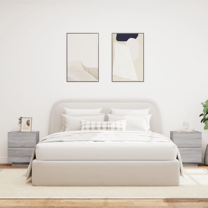 Comodini con Luci LED 2pz Grigio Sonoma in Legno Multistrato 836746