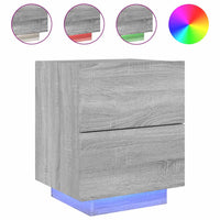 Comodini con Luci LED 2pz-Set di 2 Tavolino da notte Grigio Sonoma in Legno Multistrato 119178