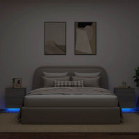 Comodini con Luci LED 2pz-Set di 2 Tavolino da notte Grigio Sonoma in Legno Multistrato 119178