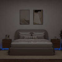 Comodini con Luci LED 2pz-Set di 2 Tavolino da notte Rovere Marrone in Legno Multistrato 672302