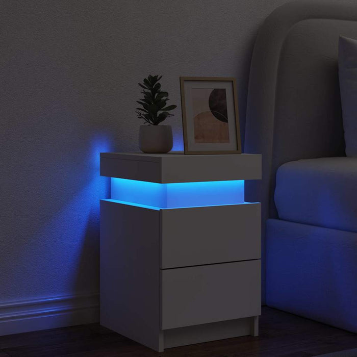 Comodino con Luci LED Bianco 35x39x55 cm 836749