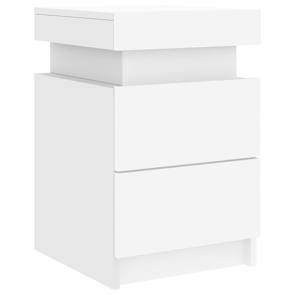 Comodino con Luci LED-Tavolino da notte Bianco 35x39x55 cm