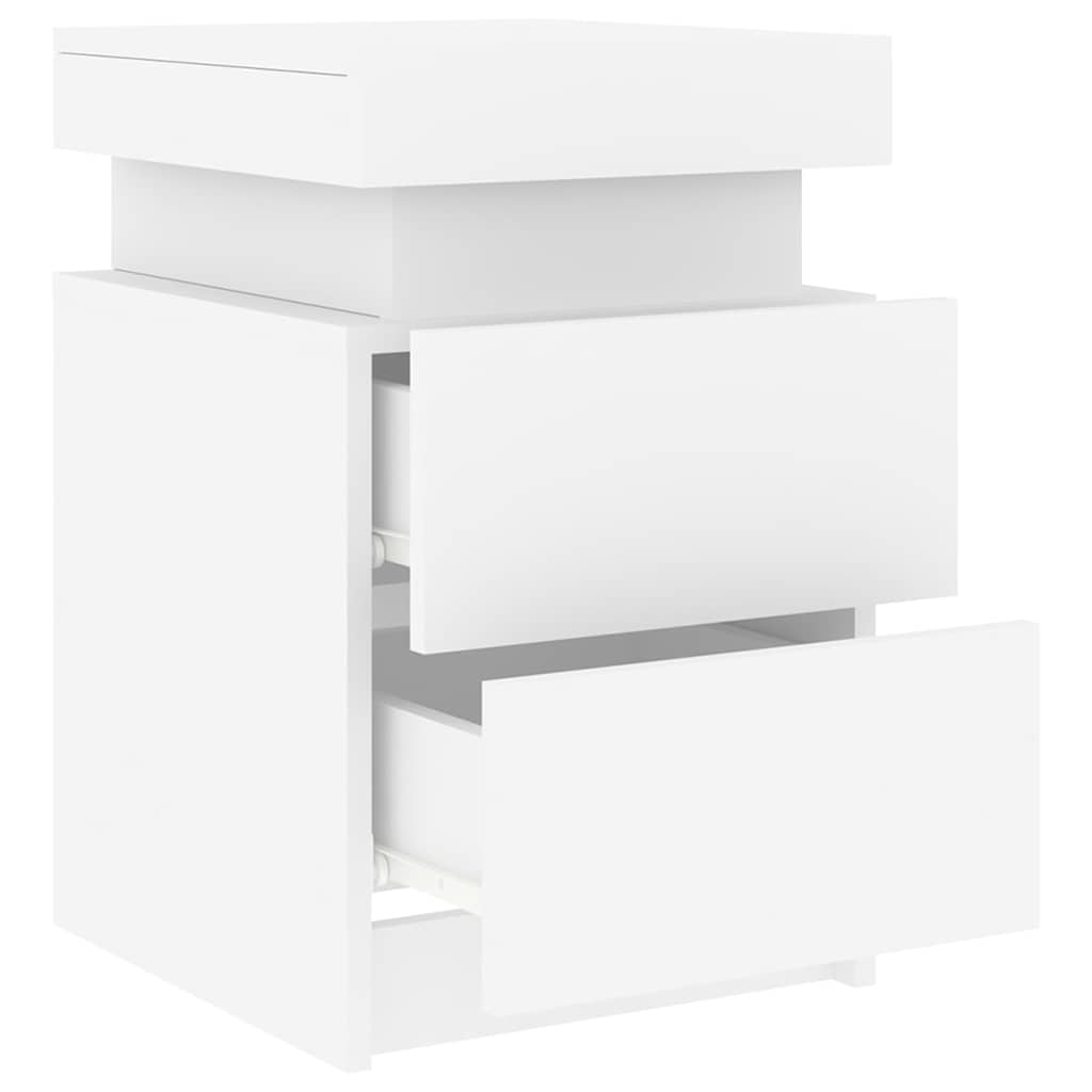 Comodino con Luci LED-Tavolino da notte Bianco 35x39x55 cm