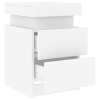 Comodino con Luci LED-Tavolino da notte Bianco 35x39x55 cm