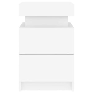 Comodino con Luci LED-Tavolino da notte Bianco 35x39x55 cm