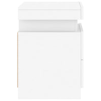 Comodino con Luci LED-Tavolino da notte Bianco 35x39x55 cm