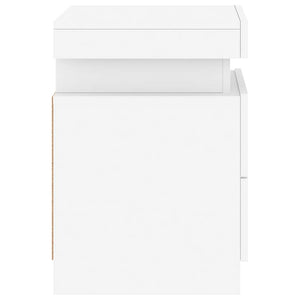 Comodino con Luci LED-Tavolino da notte Bianco 35x39x55 cm
