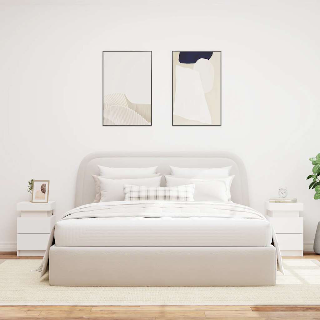 Comodini con Luci LED 2 pz-Set di 2 Tavolino da notte Bianchi 35x39x55 cm