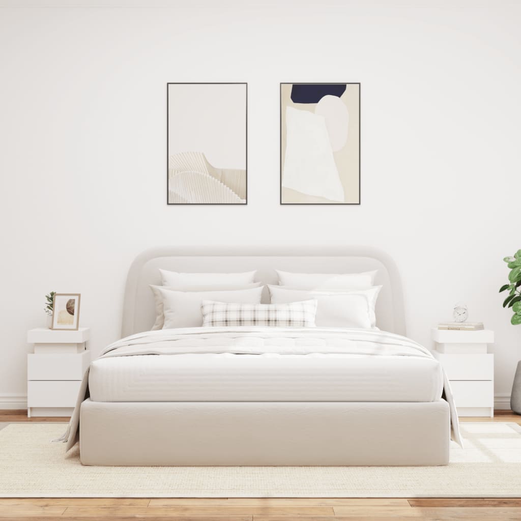 Comodini con Luci LED 2pz Bianchi 35x39x55 cm 836750