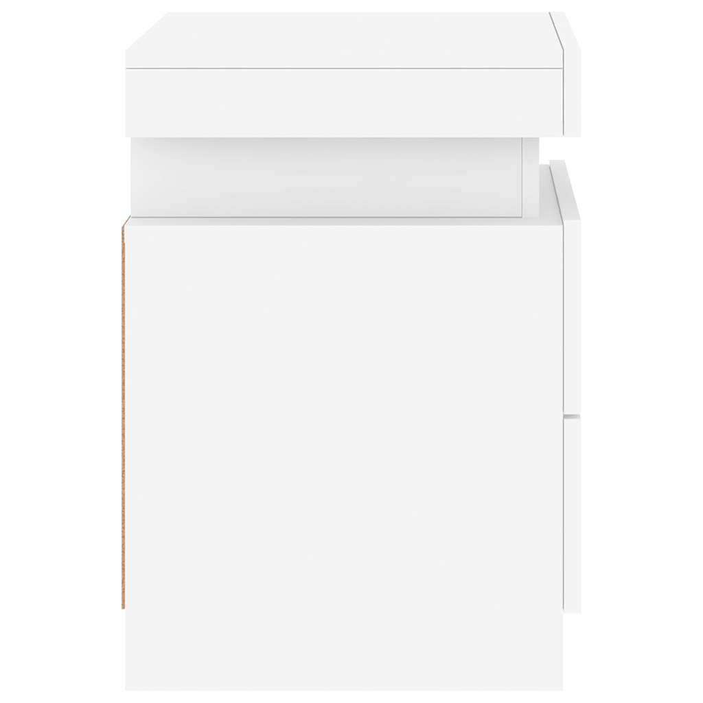 Comodini con Luci LED 2pz Bianchi 35x39x55 cm 836750