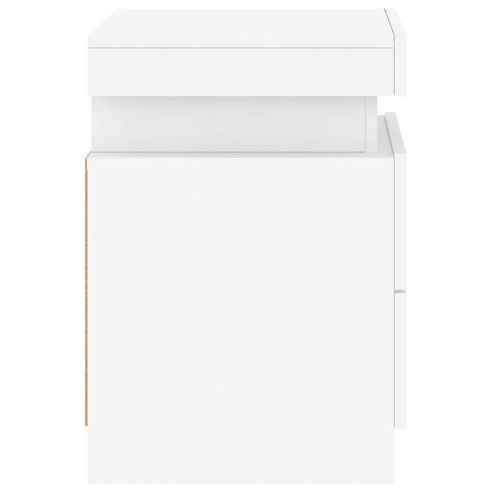 Comodini con Luci LED 2pz Bianchi 35x39x55 cm 836750