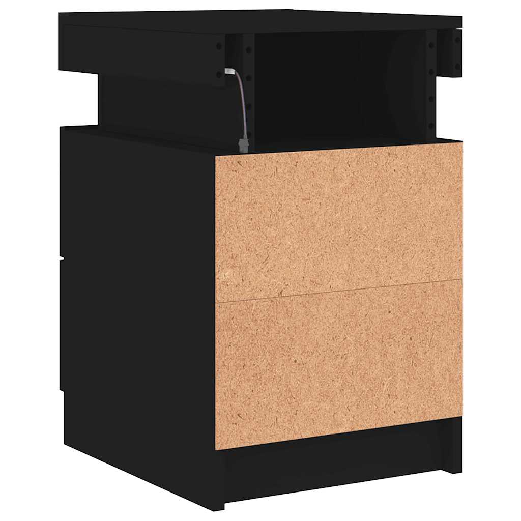 Comodino con Luci LED Nero 35x39x55 cm 836751