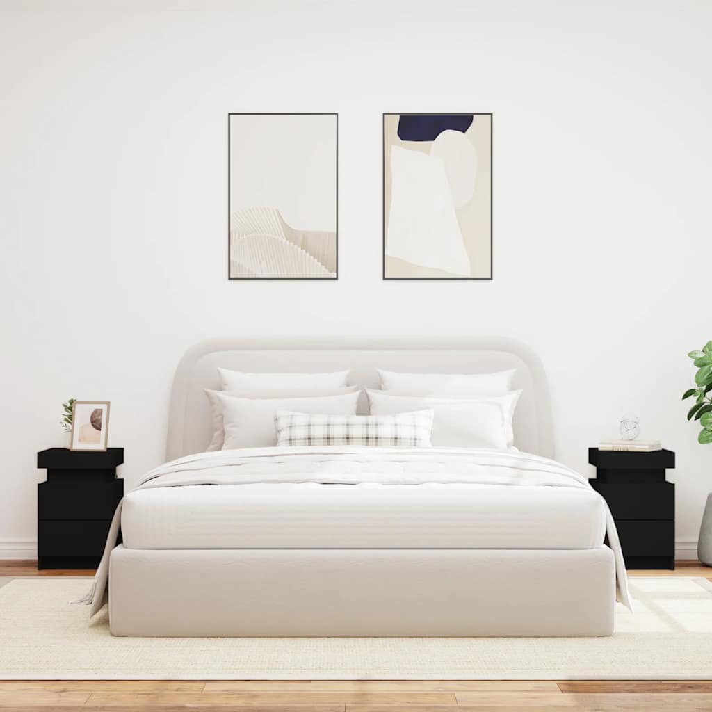 Comodini con Luci LED 2 pz-Set di 2 Tavolino da notte Neri 35x39x55 cm