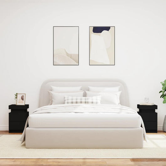 Comodini con Luci LED 2 pz-Set di 2 Tavolino da notte Neri 35x39x55 cm