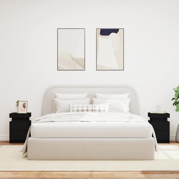 Comodini con Luci LED 2 pz-Set di 2 Tavolino da notte Neri 35x39x55 cm