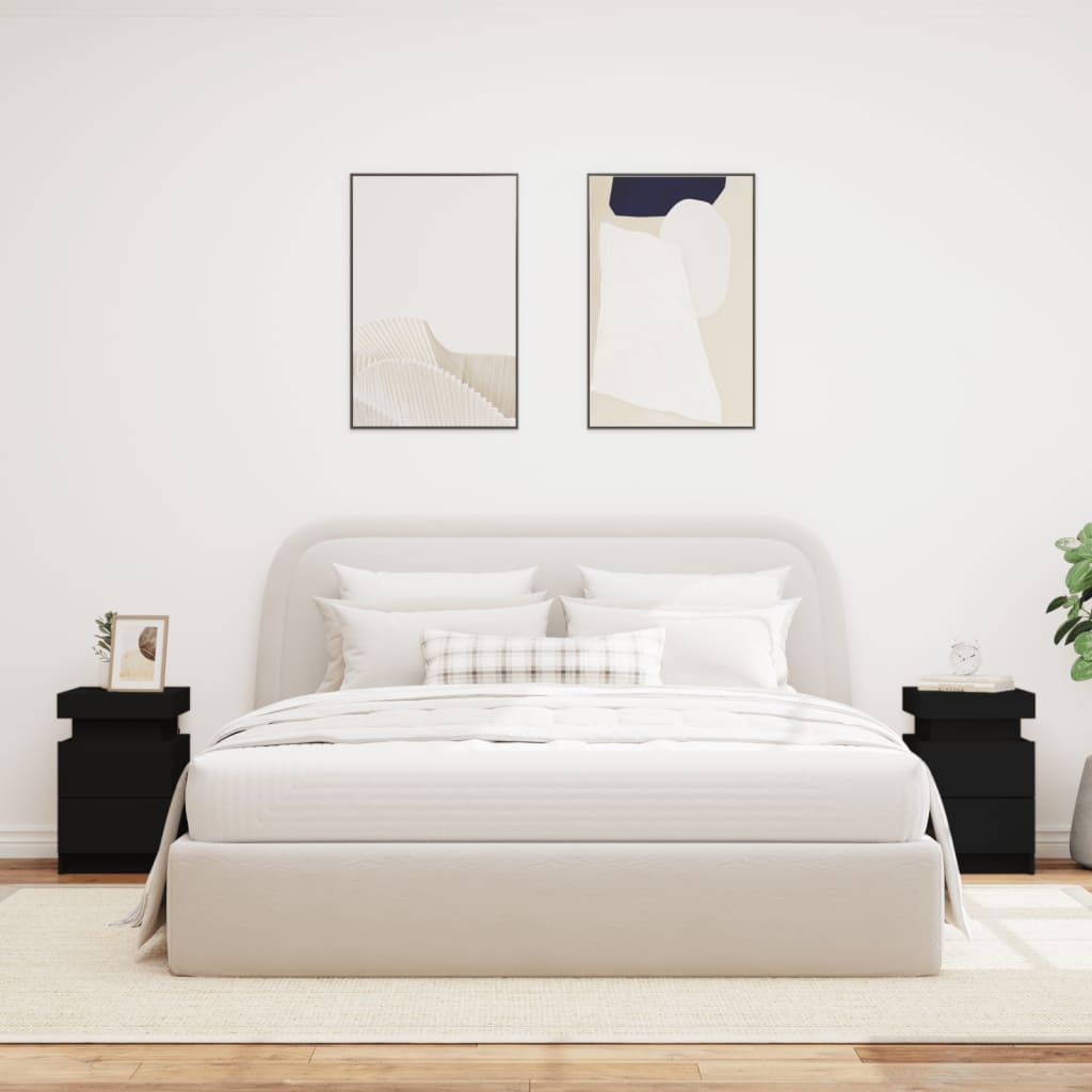 Comodini con Luci LED 2pz Neri 35x39x55 cm 836752