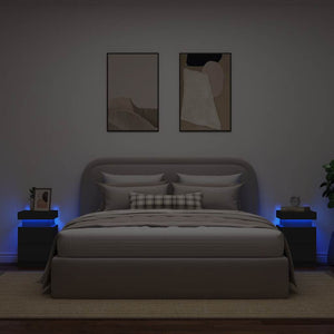 Comodini con Luci LED 2pz Neri 35x39x55 cm 836752